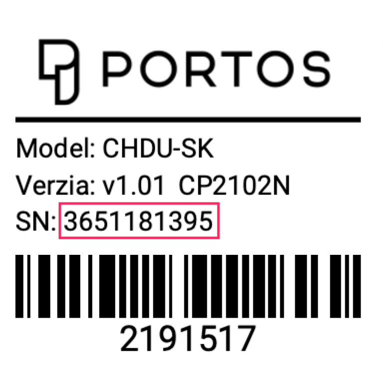 Sériové číslo úložiska na štítku